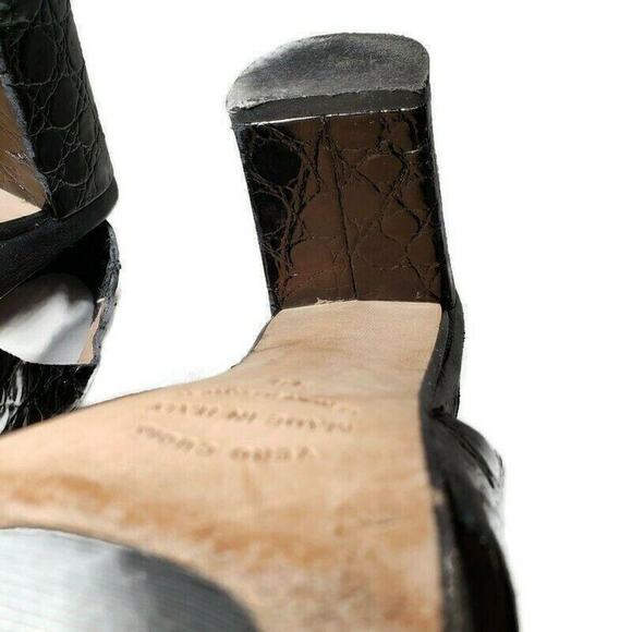 Anyi Lu‎ Sling Back Sandals 8 38 Womens Black Tan Leather Handmade Chunky Heel - Picture 10 of 11